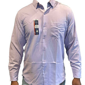 George Mens Performance Dress Shirt X-Large Modern Fit Long Sleeve Purple Cloud